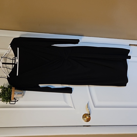 Sexy Faux Wrap Black Dress - Picture 3 of 12